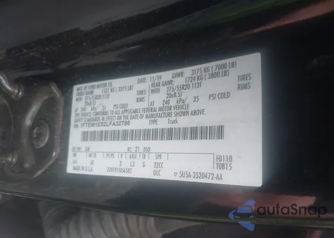 2020 Ford F-150 Xl from USA, damaged, VIN 1FTEW1E52LFA32786